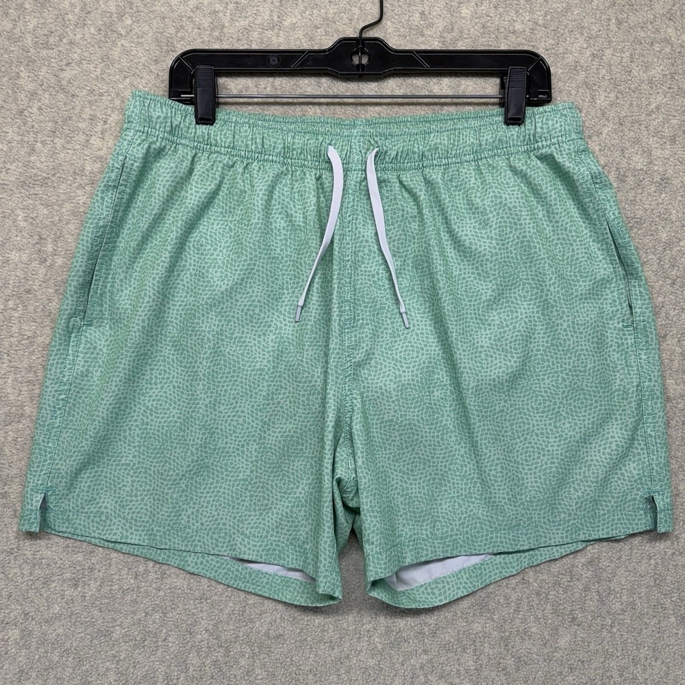 Bearbottom Mens XL 5.5" Swim Trunks Green Print Mesh Lined Shorts